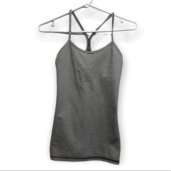 Lululemon Power Y Tank Mod Stripes Black White Size 4 - Picture 3 of 7